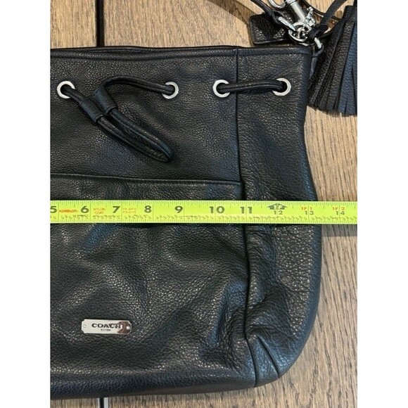COACH Avery Bucket Drawstring Crossbody Black Pebbled Leather Bag #F27003 - Picture 10 of 13